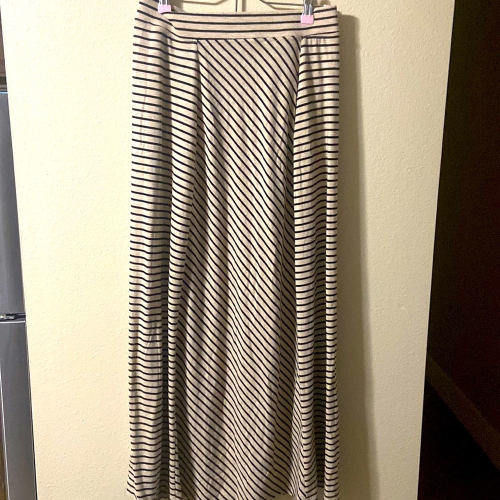 Tan and black striped soft maxi skirt